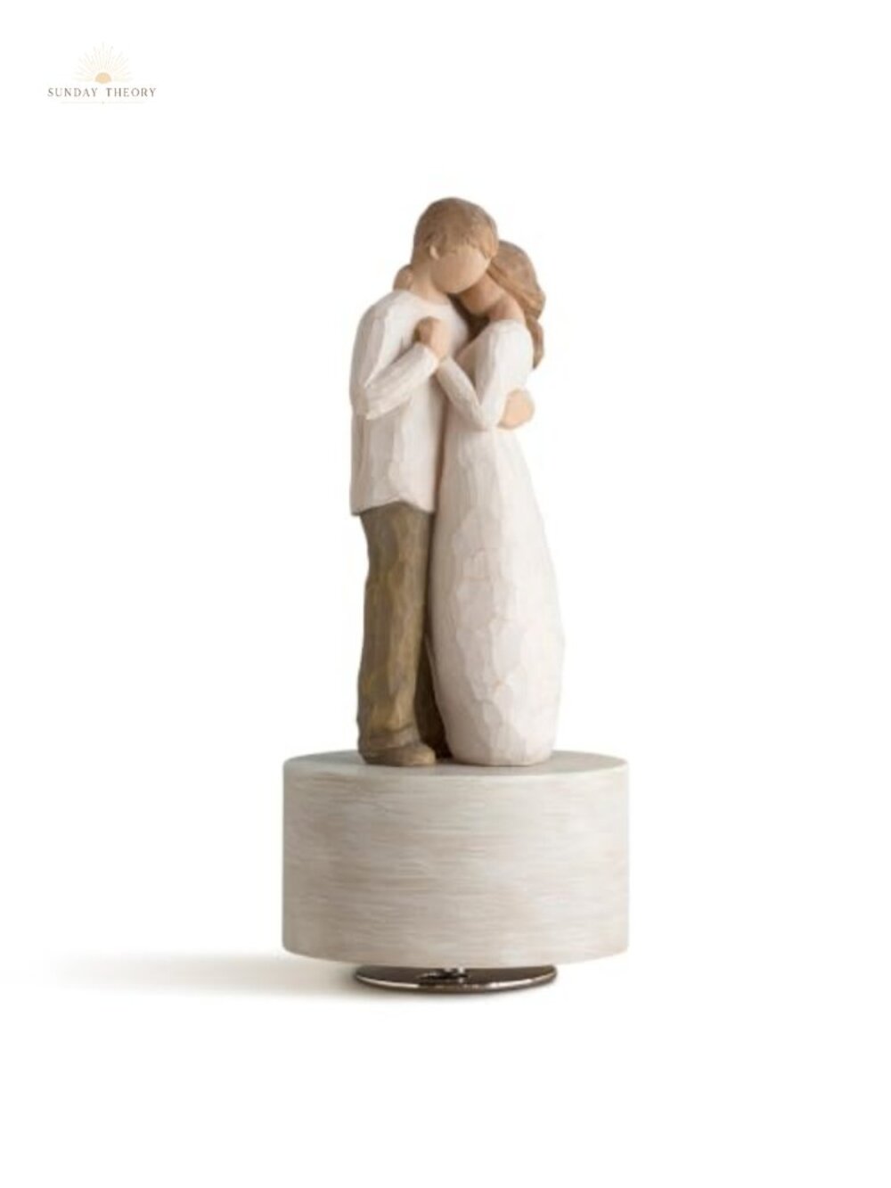 Rotating Musical Figurine Hand-Painted Resin Sculpture Couple